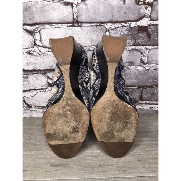 LANVIN Ivory Blue Snake Print Leather Ballerina Pumps Wedges Women 40EU/9.5M US - Picture 7 of 16